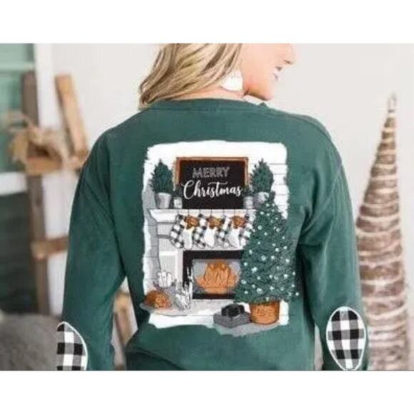 Gameday Couture "I'll Be Home" Holiday Elbow Patch Shirt Women's XXL NWOT - Picture 12 of 12